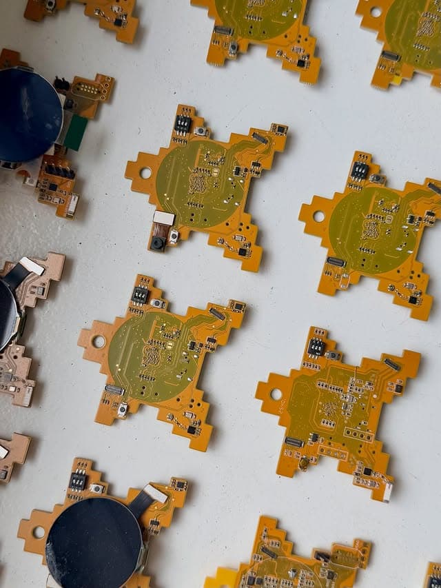Oneira star-shaped circuit boards arranged during hardware development