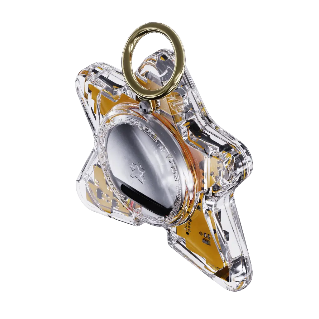 Oneira Crystal edition — transparent star-shaped companion, shown from every angle